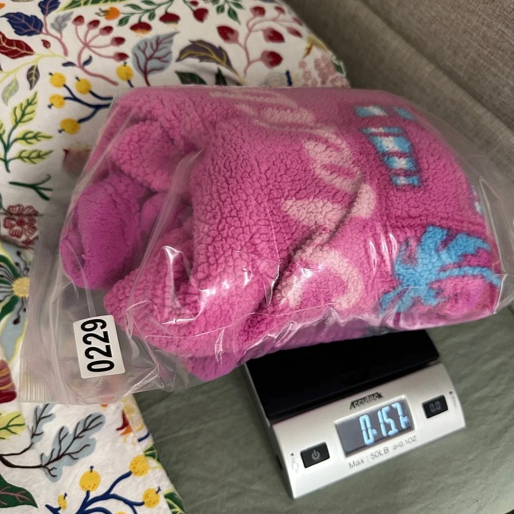Barbie Sherpa Fleece Hoodie Kids Size 10/12 Pink Malibu Graphic Zip Up Jacket
